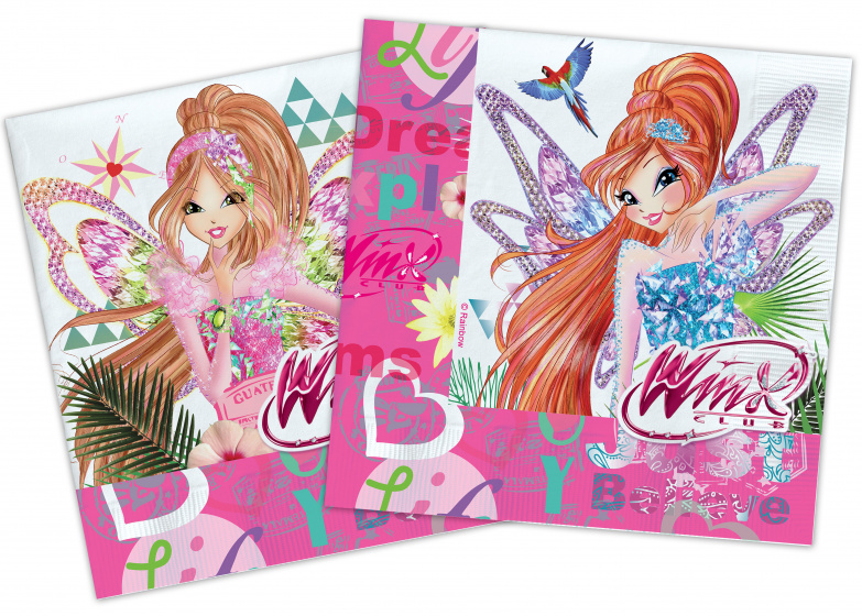 Winx Club obrúsky dievčenskú 33 cm papier ružové 20 kusov