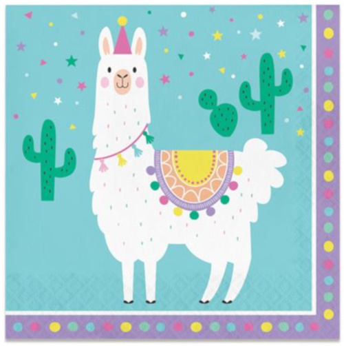 Witbaard obrúsky Lama Party 33 x 33 cm modrá/fialová 16 kusov