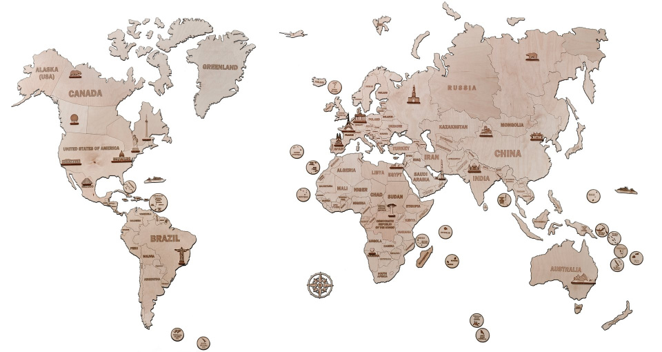 Wood Trick Stavba 3D modelu Mapa sveta 200 cm drevo 147-diel