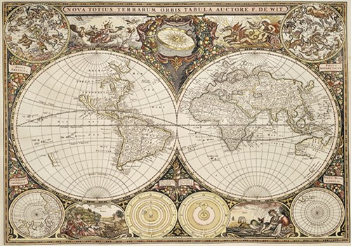 Wooden City jigsaw puzzle Antique World Map wood 600 pieces
