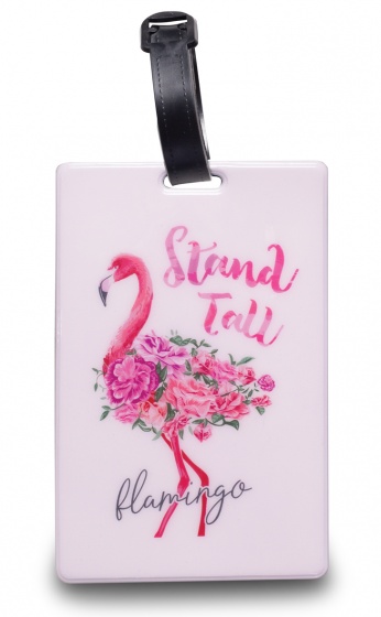 luggage label Flamingo 11 cm white/pink