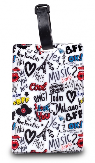 luggage label Paris 11 cm white/multicolour