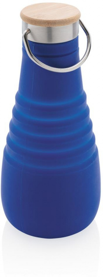 drinking bottle foldable 600 ml silicon blue