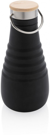 drinking bottle foldable 600 ml silicon black