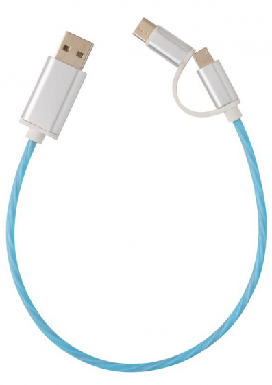 XD Collection oplaadkabel 3 in 1 30 cm aluminium blauw