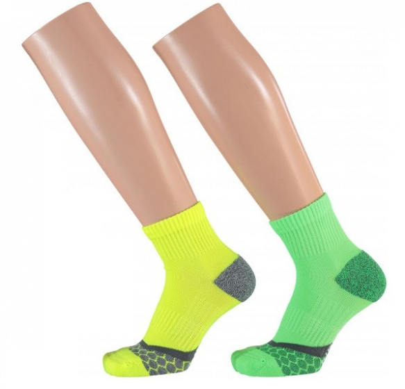 Xtreme bežecké ponožky bavlnené žlté/zelené 2 páry veľkosť 39/42