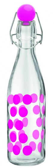 Zak!Designs fľaša na vodu Dot Dot 1 liter 32 cm sklenená ružová