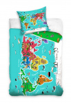 Carbotex dekbedovertrek Wereldkaart 140 x 200 cm blauw/groen Carbotex dekbedovertrek Wereldkaart 140 x 200 cm blauw/groen