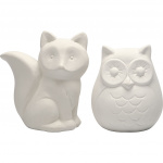 Creative dierenspaarpot uil en vos 9 cm wit 2 stuks Creative dierenspaarpot uil en vos 9 cm wit 2 stuks