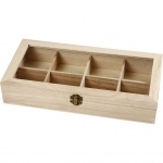 Creative doos met glazen deksel hout 32 x 16 cm blank 8-vaks Creative doos met glazen deksel hout 32 x 16 cm blank 8-vaks
