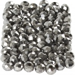 Creotime facetkralen metallic grijs 4 mm 100 stuks Creotime facetkralen metallic grijs 4 mm 100 stuks