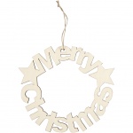 Creotime houten decoratie Merry Christmas 22 cm blank per stuk Creotime houten decoratie Merry Christmas 22 cm blank per stuk
