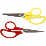 Creotime kinderschaar rood/geel 12,5 cm recht en linkshandig spits 12 stuks Creotime kinderschaar rood/geel 12,5 cm recht en linkshandig spits 12 stuks