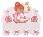 Dekori naambord en kapstok ballerina meisjes 27 cm hout roze Dekori naambord en kapstok ballerina meisjes 27 cm hout roze