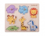 Everearth Vorm puzzel dieren safari multicolor 7 delig Everearth Vorm puzzel dieren safari multicolor 7 delig