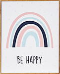 Giftdecor schilderij Be Happy 50 x 40 cm hout lichtroze/wit Giftdecor schilderij Be Happy 50 x 40 cm hout lichtroze/wit