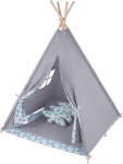 Lulando tipi-tent junior 140 cm katoen grijs/groen 6-delig Lulando tipi-tent junior 140 cm katoen grijs/groen 6-delig