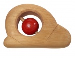 Nic houten rammelaar slak 11 cm blank/rood Nic houten rammelaar slak 11 cm blank/rood