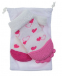 Nuby bijtsokje junior 17 cm siliconen/textiel roze 3-delig Nuby bijtsokje junior 17 cm siliconen/textiel roze 3-delig