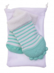 Nuby bijtsokje junior 17 cm siliconen/textiel turqoise 3-delig Nuby bijtsokje junior 17 cm siliconen/textiel turqoise 3-delig