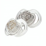 Nuby fopspenen Little Gems 2 stuks goud/zilver diamantvormig Nuby fopspenen Little Gems 2 stuks goud/zilver diamantvormig