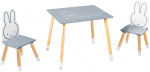 Roba tafel en stoelen Nijntje junior hout grijs/wit 3-delig Roba tafel en stoelen Nijntje junior hout grijs/wit 3-delig