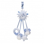 Saro hangfiguur met linten en rammelaar hond blauw Saro hangfiguur met linten en rammelaar hond blauw