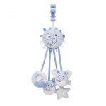 Saro hangfiguur met linten en rammelaar olifant blauw Saro hangfiguur met linten en rammelaar olifant blauw