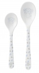 Saro lepels melamine aapje 2 stuks wit/blauw Saro lepels melamine aapje 2 stuks wit/blauw